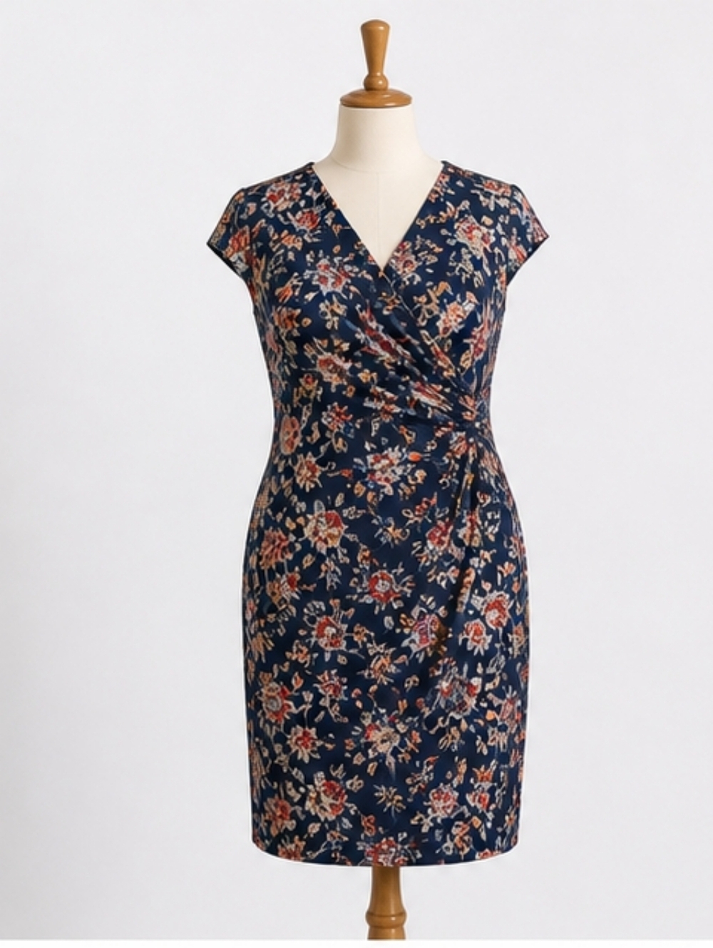 JONES NEW YORK MOCK WRAP FLORAL DRESS